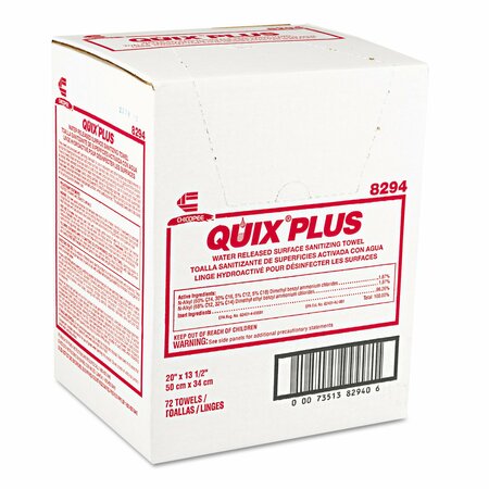 Chix Quix Plus Disinfecting Towels, 13 1/2 x 20, Pink, PK72 CHI 8294
